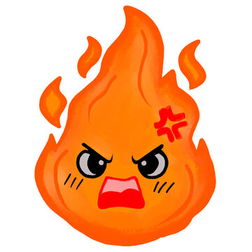 Cute angry fire character with funny expression