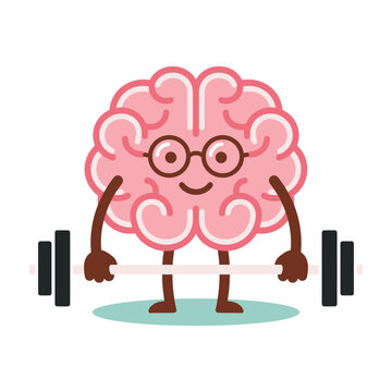 Brain character lifting weights exercising fitness motivation