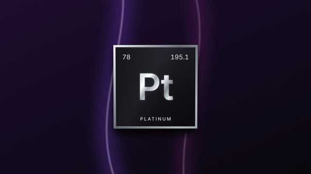 Platinum element periodic table silver plaque on a purple background