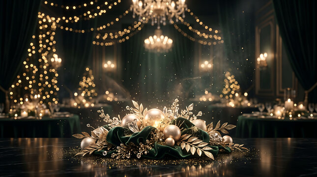 Luxury event decorations and holiday celebrations, this stunning golden floral centerpiece brings elegance to banquet hall dcor.