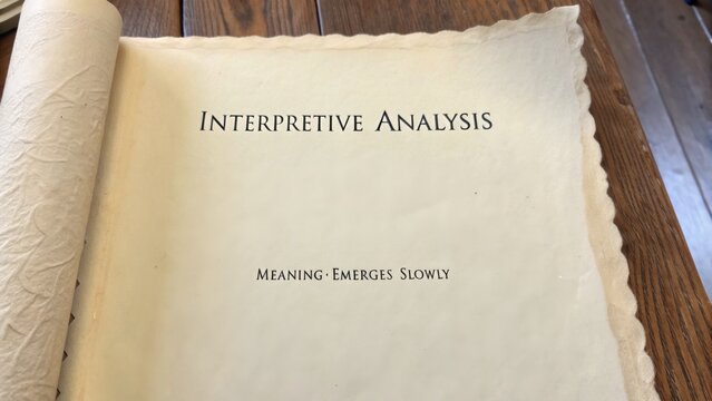 Book page with the title Interpretive Analysis and subtitle Meaning Emerges Slowly