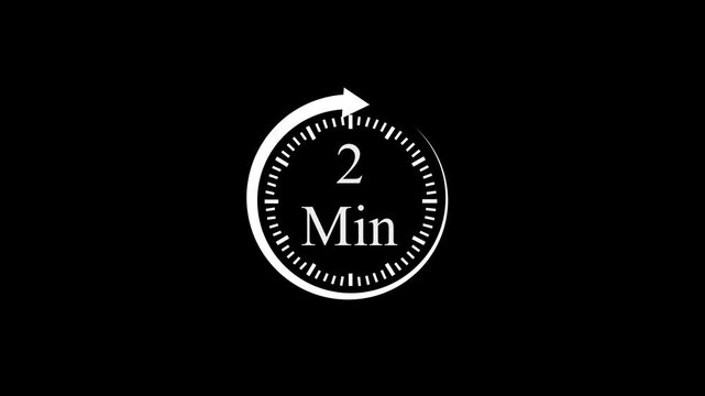 Clock Face Timer - The 2 minutes, stopwatch icon. Stopwatch icon in flat style. white and green background 4k video timer 2 minutes countdown icon. Time measure. The chronometer icon. animation