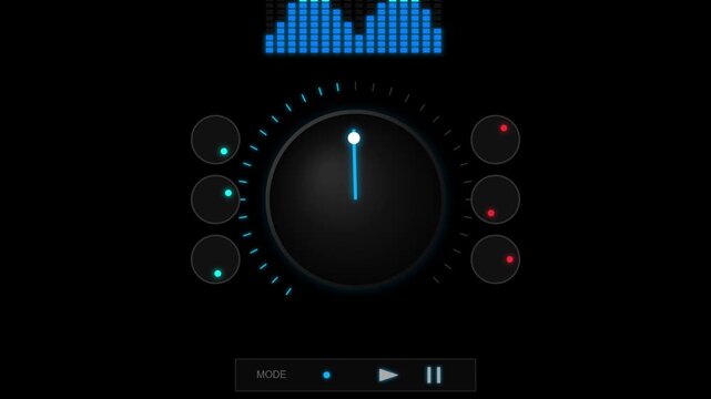 Futuristic music player interface equalizer animation