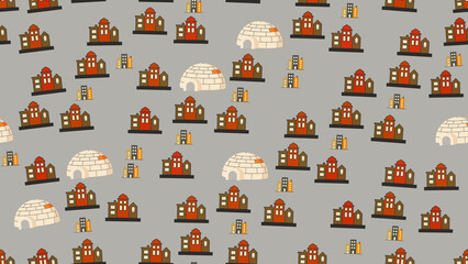 Cartoon Houses and Igloos Pattern © qodir