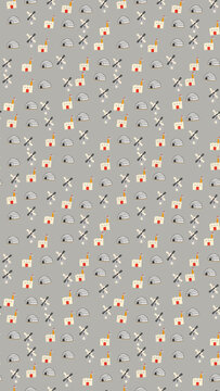Cartoon igloos and windmills seamless pattern