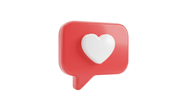 Three identical red speech bubble icons with white hearts displayed on a black and white background. Social media like symbol design for digital interfaces and marketing websites.