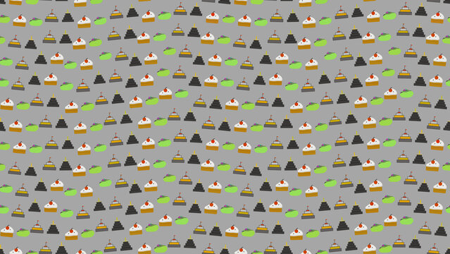 Pattern of cakes and tiered objects