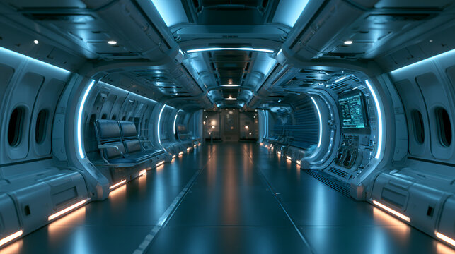 Spacecraft Cabin Glowing Softly During A Parabolic Weightlessness Flight