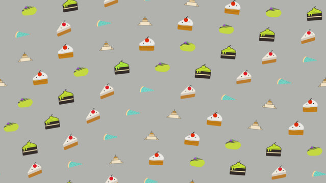 Seamless pattern of cakes and desserts