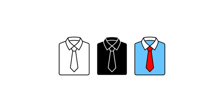 Formal shirt icons in various styles from outline to full color illustrate professional dress code and business.