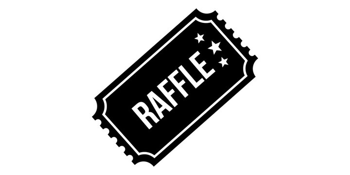 Black raffle ticket icon with stars isolated on transparent background for lottery events and contest promotions.