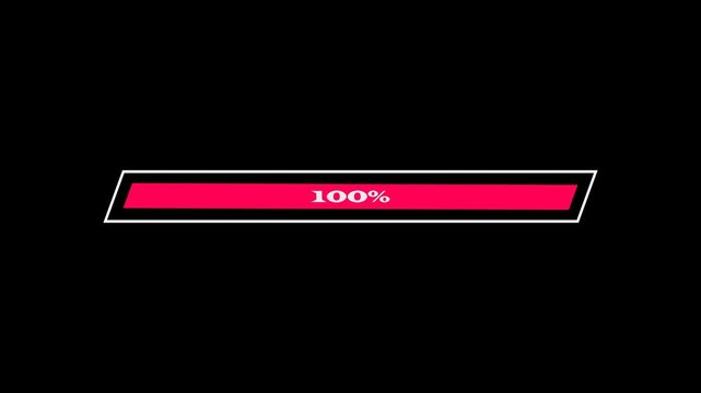 100% Loading Progress Bar Red Color Overlay with Transparent Background