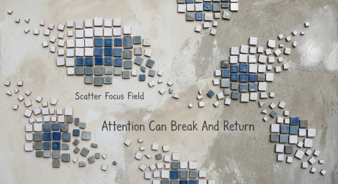 Abstract Mosaic Tile Composition Scattered on Textured Surface