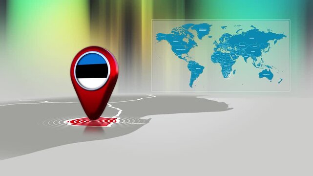 Estonia World Map Pin Location Background Loop 4k
