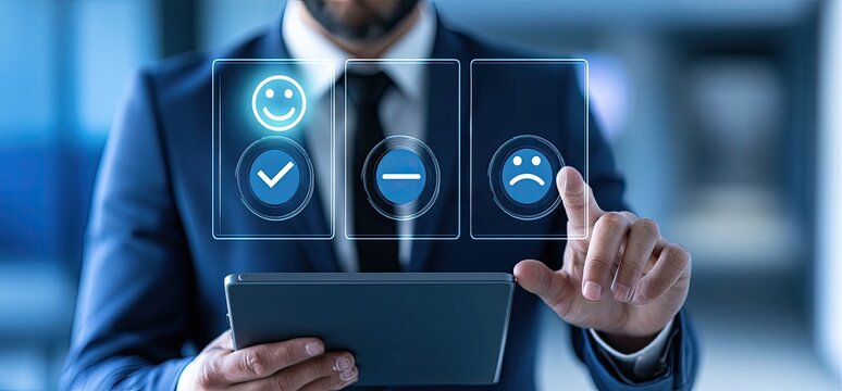 Customer Satisfaction Survey Feedback Selection on Digital Interface.
