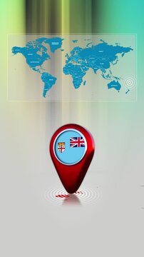 Fiji World Map Pin Location Background Loop Vertical