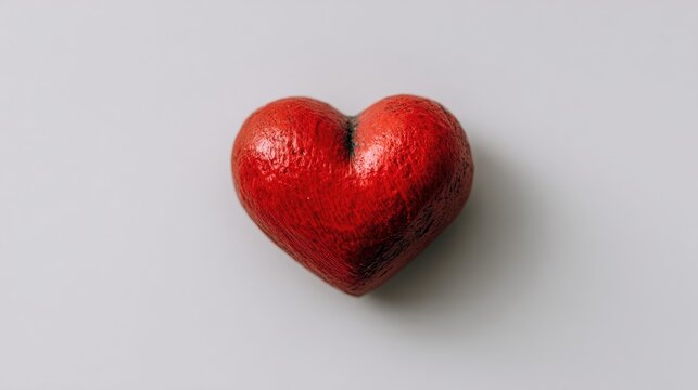 Red heart on a white background symbolizing love and affection