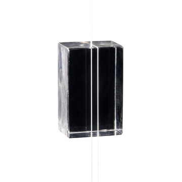 Clear acrylic rectangular block isolated on a transparent background