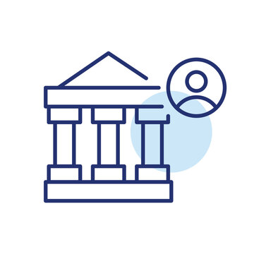 Bank account holder, retail banking customer, financial institution user. Pixel perfect, editable stroke vector icon
