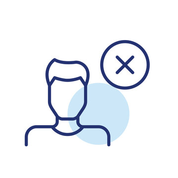 Man user account suspension, banned profile, user restriction. Pixel perfect, editable stroke vector icon