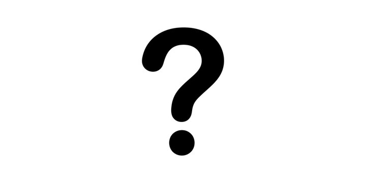 Question mark black symbol on transparent checkered background for inquiry.