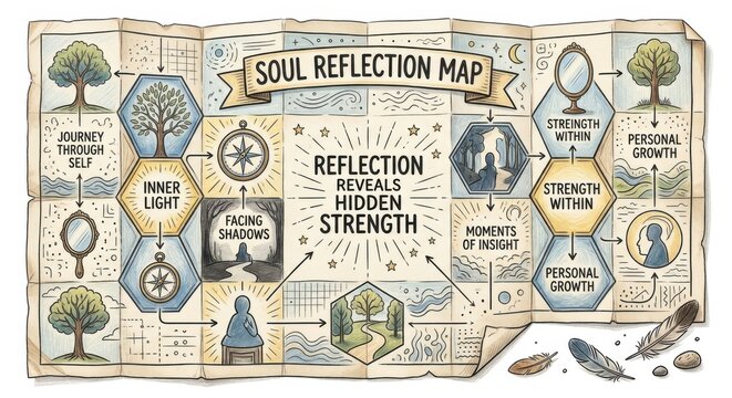 Soul Reflection Map Illustrating Inner Strength and Self Discovery