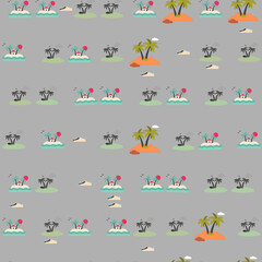 Island Pattern with Palm Trees and Houses © hanafi