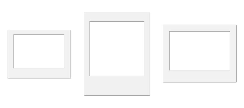 Blank Photo Frame Template Set Isolated on Transparent Background