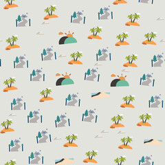 Seamless pattern of tropical islands and mountain landscapes © hanafi