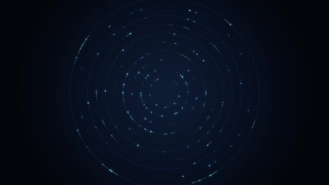 Mystical blue spiral light trails in dark space