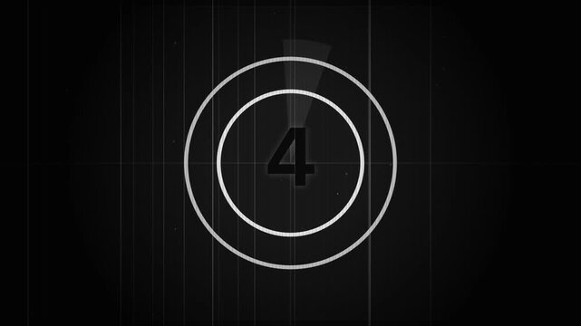 Minimal black film countdown leader number 4 animation