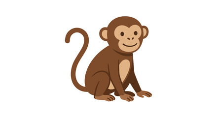 Brown monkey illustration sits on a white background digitally designed © Shanto