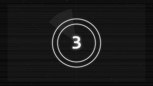 Black and white vintage film countdown leader number 3