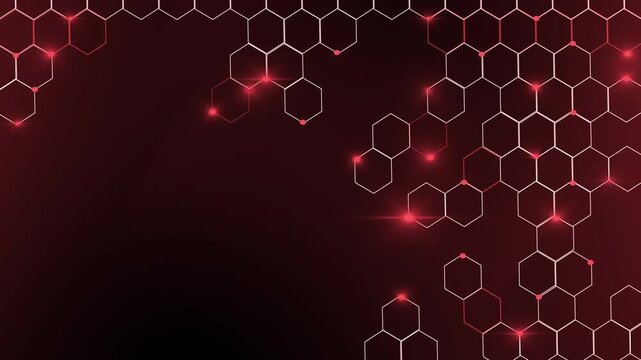 Abstract tech background with glowing hexagon lines animation