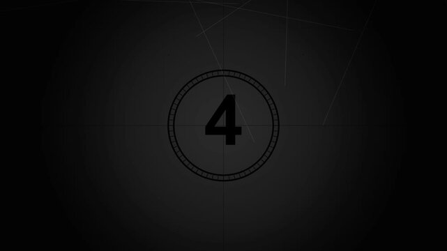 Dark vintage film countdown leader number 4 animation