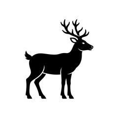 Fototapeta premium Vector silhouette illustration of a deer, isolated on white.