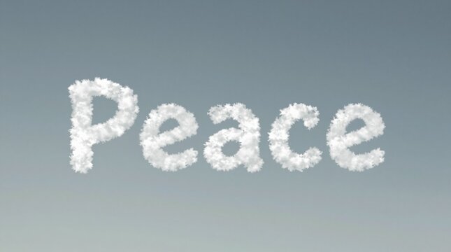 A beautiful scene featuring fluffy clouds that spell out the word "Peace" against a clear blue sky, conveying messages of tranquility and inspiration.