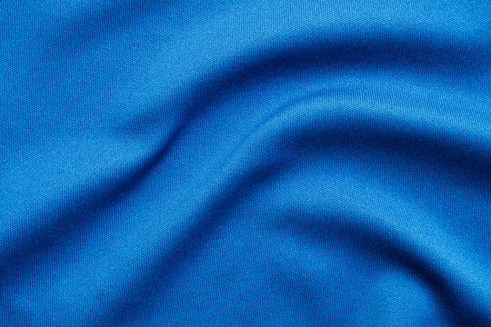 Blue sports clothing fabric football shirt jersey texture close up