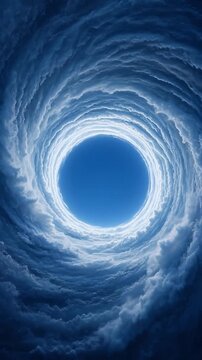 Swirling Vortex of Deep Blue and White Clouds Creating a Dynamic Atmospheric Effect