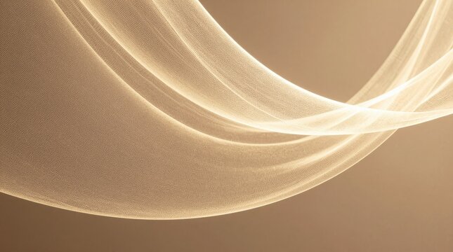 A serene composition featuring soft, flowing fabric illuminated by warm light