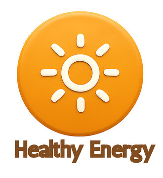 Healthy energy sun icon with transparent background for wellness