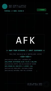 Vertical Cyberpunk AFK Screen Sci-Fi Terminal HUD Glitch Animation Loop