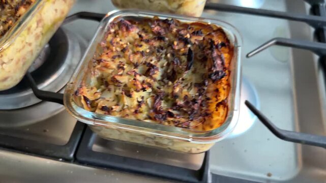 Freshly Baked Cabbage Casseroles Cooling on the Stove