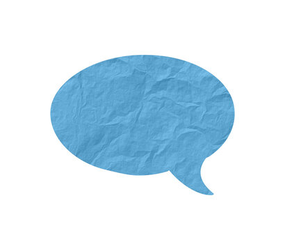 Blue crumpled paper speech bubble scrapbook collages element