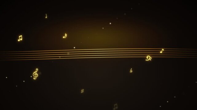 Sheet Music Notes Floating Off the Page Loop with staff lines glowing faintly as notes lift and drift