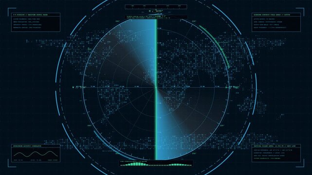 Scientific deep space radio astronomy radar interface featuring precision celestial sweep light year telemetry markers signal waveform