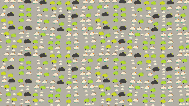 Cartoon clouds with raindrops pattern