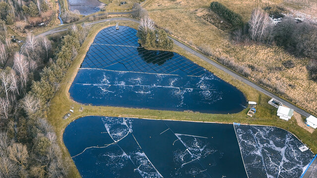 Top down view of a large water processing complex