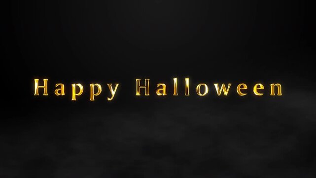 Happy Halloween Neon Text Animation on Black Background with Glowing Pumpkins. Spooky Holiday Greeting, Seamless Loop 4K Motion Graphic.