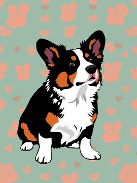 Cardigan-Welsh Corgi Silhouette in a Loop Pattern, clip art, eps